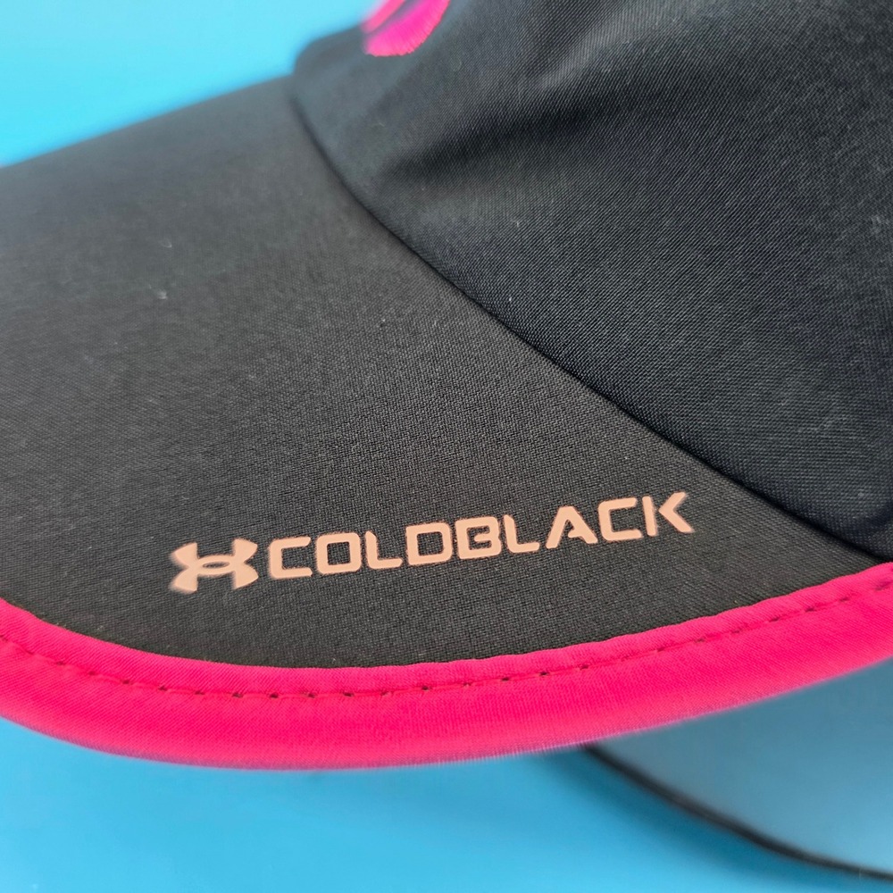 Under Armour Coldblack Womens Visor Black‎ Pink Adjustable Running Golf Hat OSFA - Picture 3 of 9